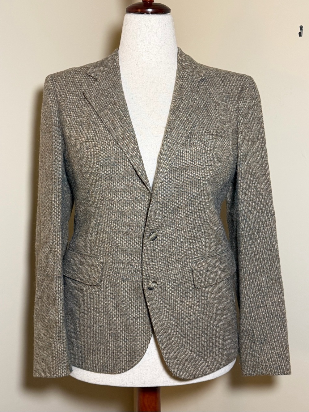 Vtg Post Horn Womens Wool Tweed Blazer Jacket Size 12 Brown Western Equestrian